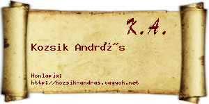 Kozsik András névjegykártya